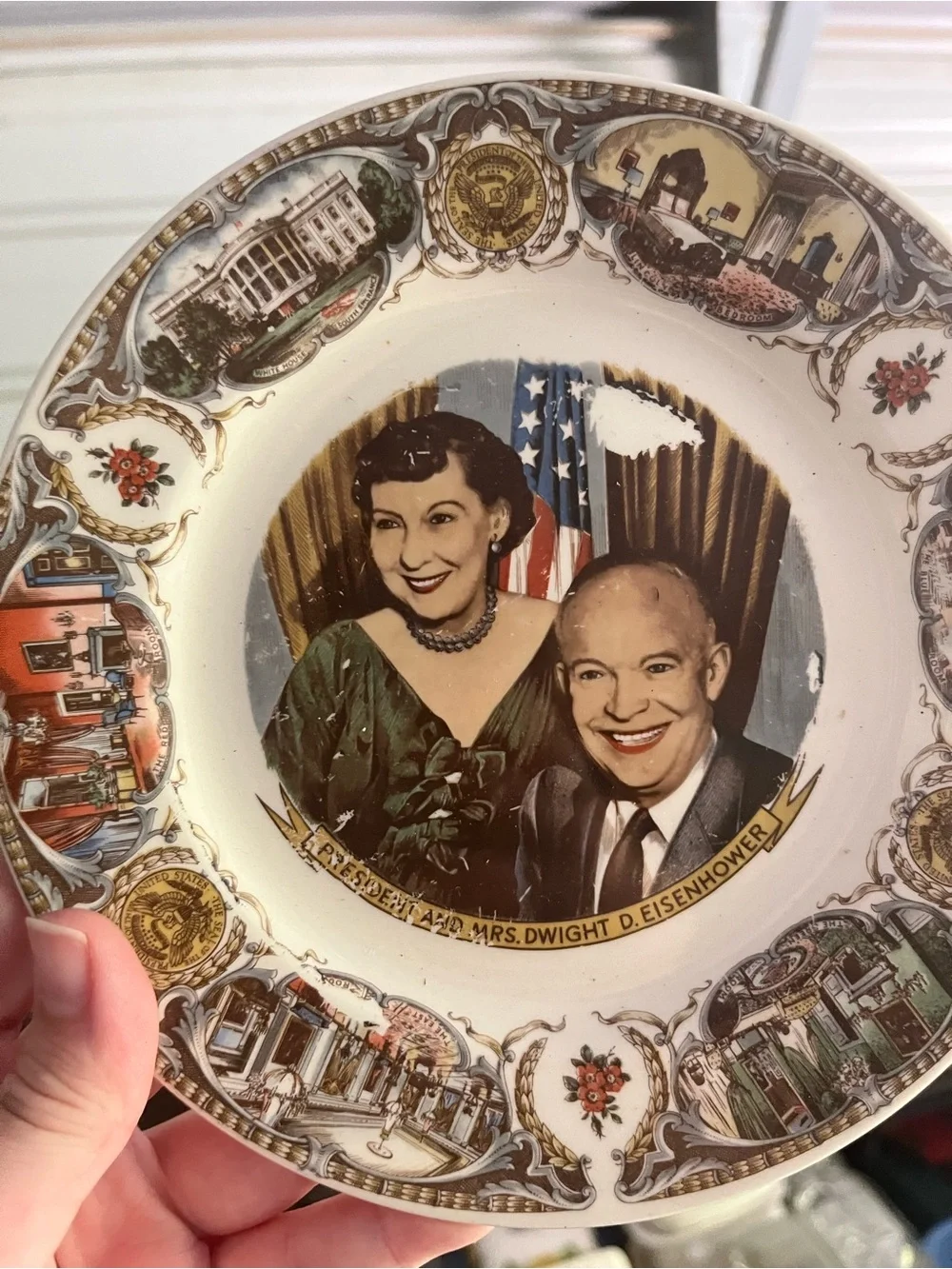 Commemorative Dwight D. Eisenhower Decorative Plate - Multicolor